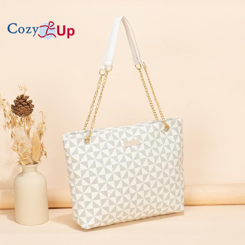 Женская сумка-тоут Cozy Up с геометрическим принтом и блестящей декоративной цепочкой — фото 9