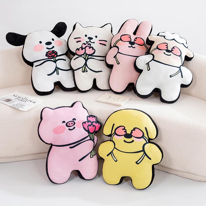 Valentine's Day Original Flowers Puppy Pillow Doll Doll Cute Plush Toys Biye Pig Doll Cushion