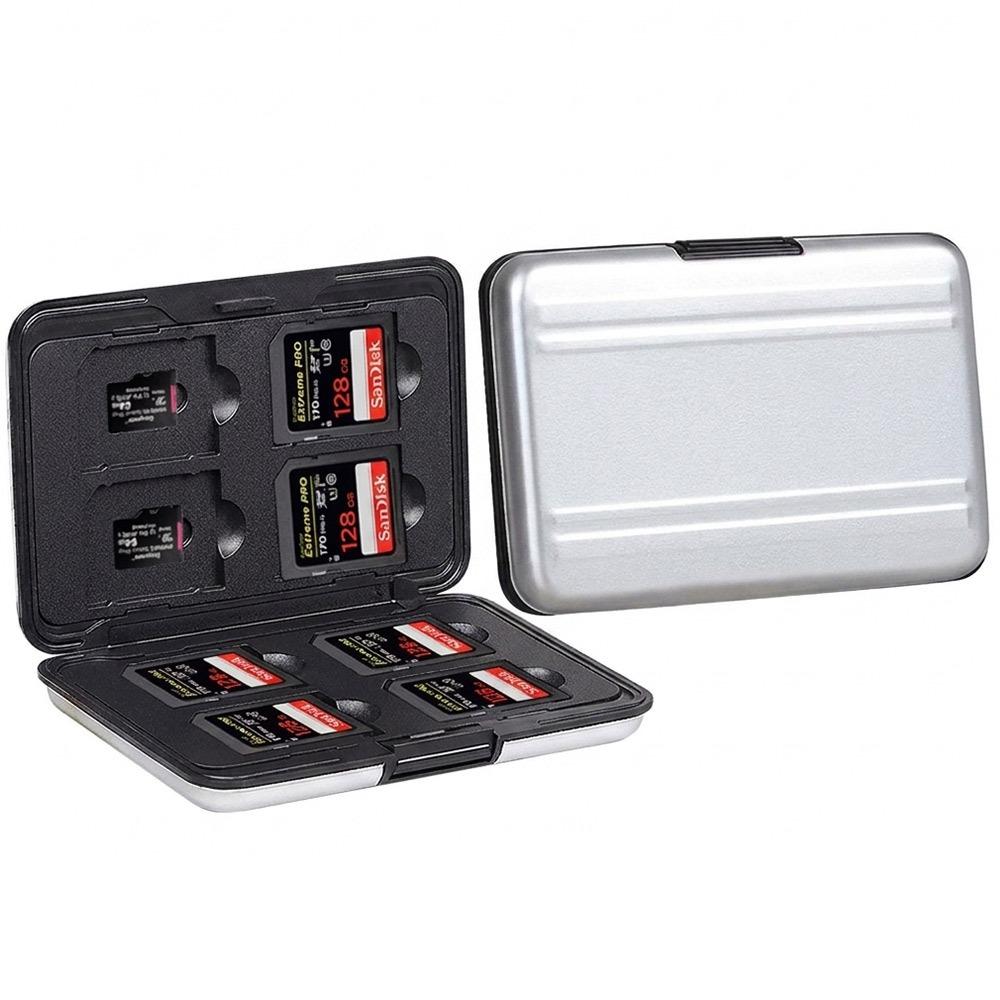 Dual Layer Memory Card Case 16 Slot Portable TF Card Case Portable SD Cards Storage Box Organizer серебряный
