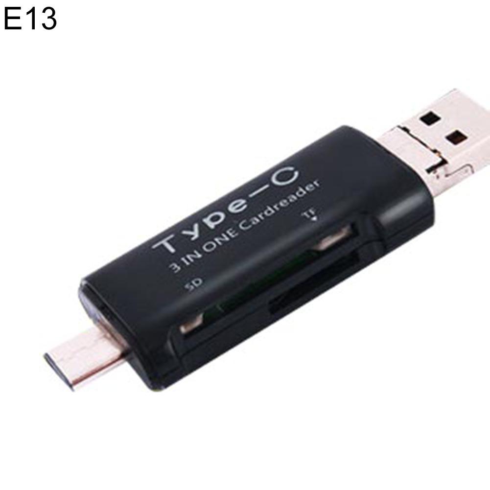 Mini Portable Micro USB 2.0 Type-C TF Security Digital Card Reader OTG Adapter
