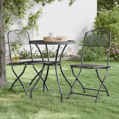 Vidaxl Folding Garden Chairs, 2 Pcs, Anthracite, Metal Mesh