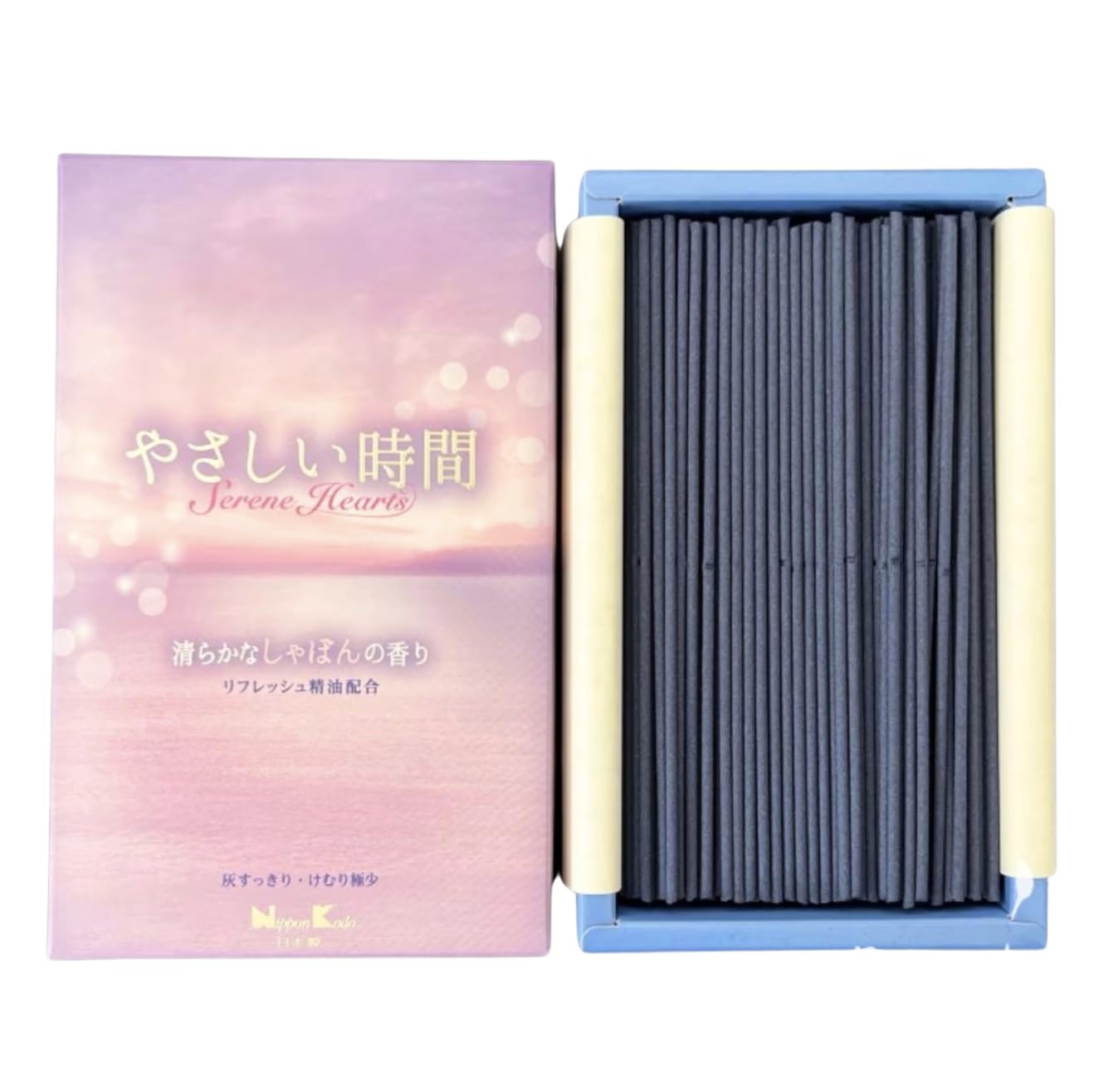 Nippon Kodo Yasashii Jikan Serene Hearts Soap Scent 24801 blue 0.18kg incense sticks low smoke 20 minutes 24801