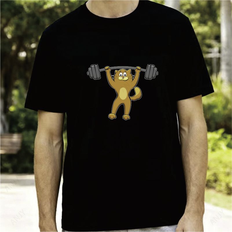 Fun Fitness Groundhog Theme T-shirt Funny Weightlifting Printed Unisex Casual Top