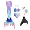 Girls Swimming Mermaid Tail Mermaid Costume Dress Cosplay Children Christmas Birthday Gift Fantasy Swimsuit Can Add Monofin Fin