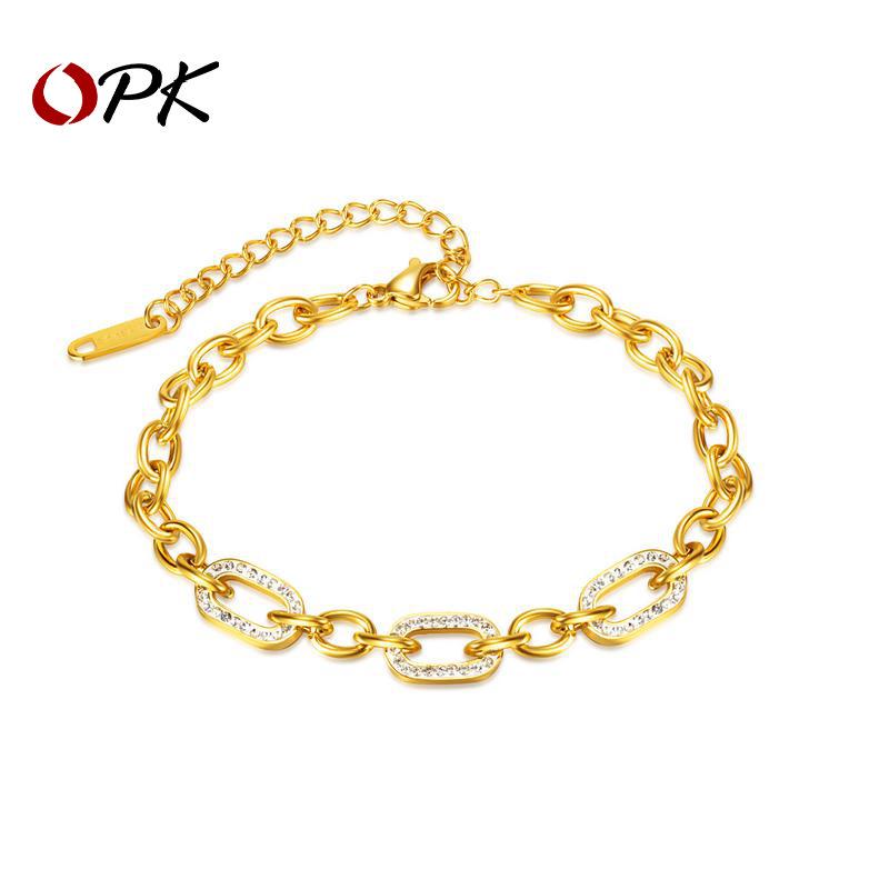 

Opk Jewelry Korean Style Stainless Steel Mud Diamond Bracelet for Women
