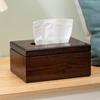 Square Desktop Tissue Box Imitation Walnut Wood Napkins Holder Modern Tissue Dispenser  Living Room