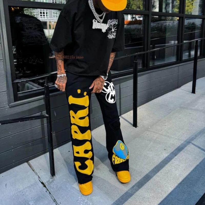 ZYLLO Y2k High Waist Sports Pants Gothic Retro Letter Trousers Men Loose Casual Versatile Wide Leg Pants Women