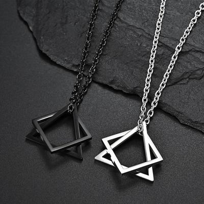 Triangle Square Combination Necklace Geometric Hip-hop Trendy Male and Female Couple Pendant