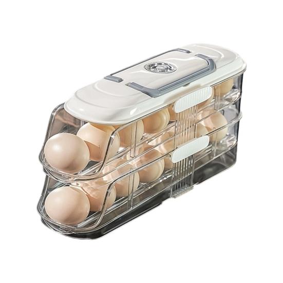 Automatische Roller Eierhouder 1/2/3 Lagen Keuken Koelkast Verse Eieren Opbergrek Plastic Eier Organizer Container Dispenser met Handvat