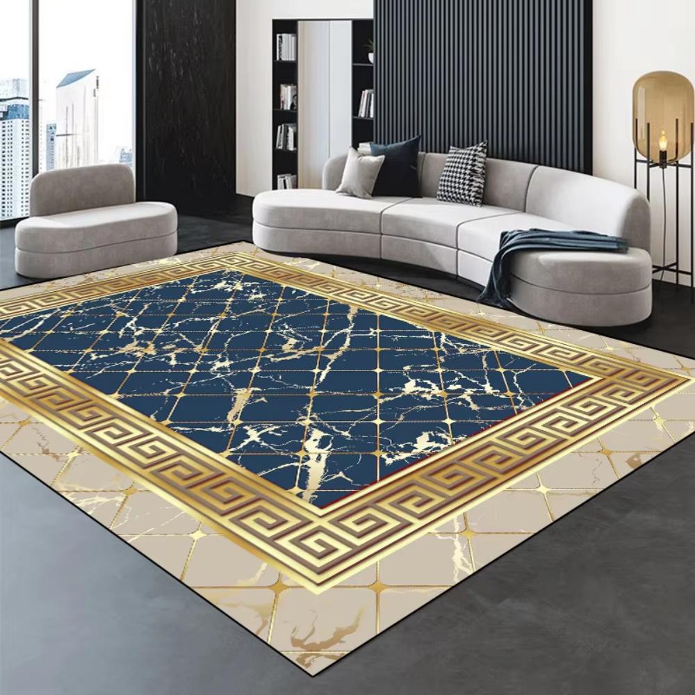 Modern Golden Luxury geometric abstract Carpet Living Room Decor Sofa Rug Bedside Soft Area Rug Balcony Coffee Table Floor Mat