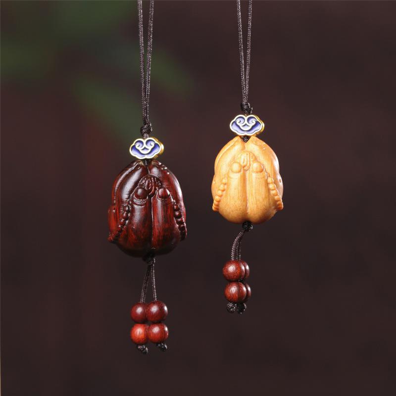 Palm Treasure Handcrafted Wooden Pendant - Mobile Phone Charm & Car Ornament