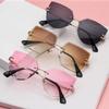 New Frameless Sunglasses Fashion Cat Eye Lentes De Sol Mujer Street Photography Trendy Accessories