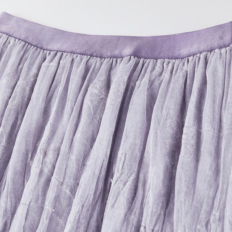 Elegant Embroidered A-Line Pleated Midi Skirt