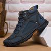 New Style Plus Size Men's Hand-Stitched Leather Martin Boots - Short, Lace-Up, Casual Footwear