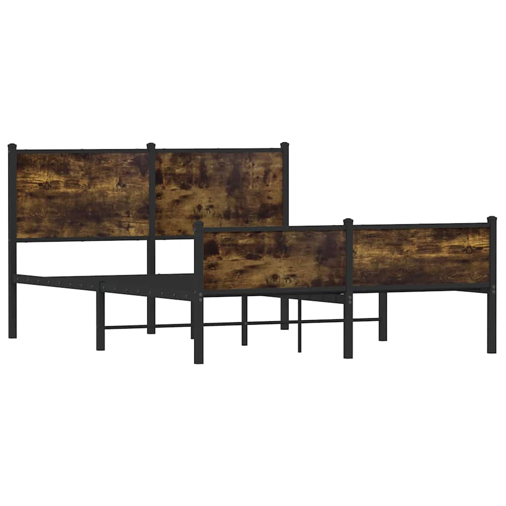 Vidaxl Metalowa Rama Łóżka, Bez Materaca, Przydymiony Dąb, 140X200 Cm