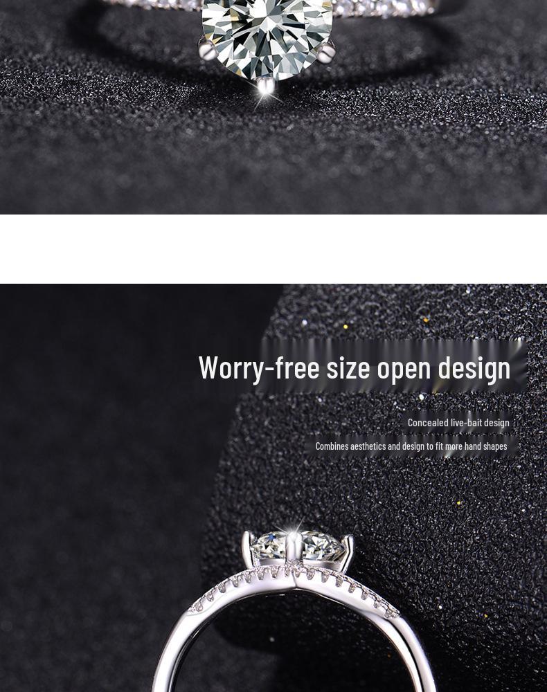 1 Carat D Color Moissanite & 925 Sterling Silver Women's Engagement Ring