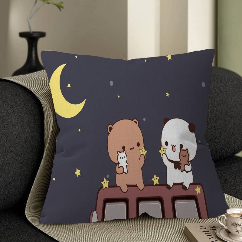 Süßer Cartoon Bubududu Panda Kissenbezug Zoll Bauernhaus Dekor Heim Überwurf Kissenbezüge für Sofadekorationen