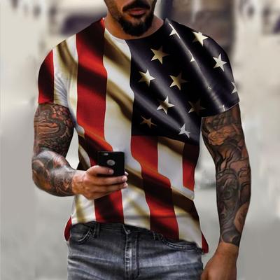 Estate Stampa 3d Bandiera USA T-shirt da Uomo Magliette Oversize Top Casual Manica Corta Moda Streetwear Americana Abbigliamento da Uomo
