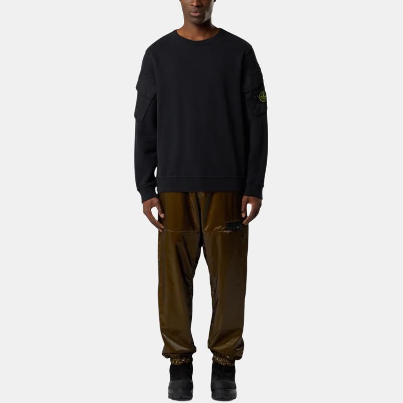 Stone Island FW25 Autumn Winter Logo Crew Neck Long Sleeve Sweatshirt Men sweatshirt Black K2S156100008S0A20-V0029