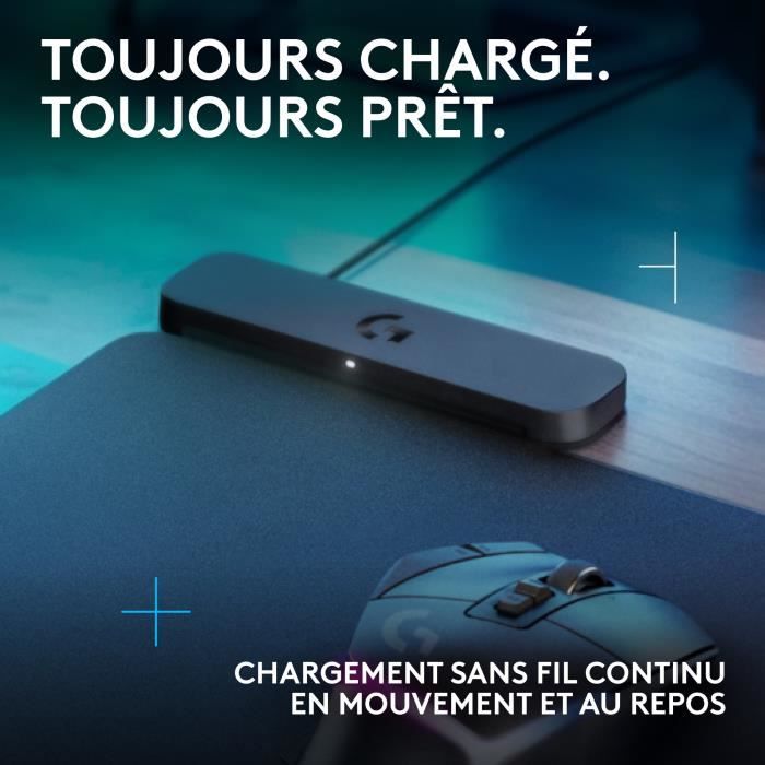 Tapis de souris gamer - Logitech G - Powerplay 2 - Système de charge sans fil - Noir
