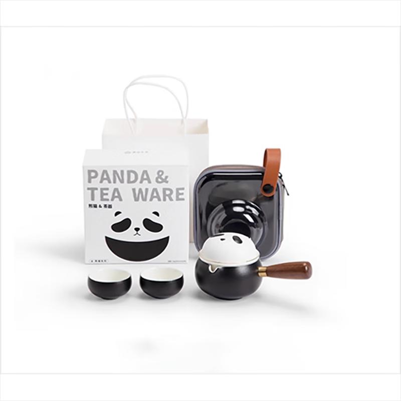 Nanshan Mr. Ceramic Portable Tea Set with Panda Handle