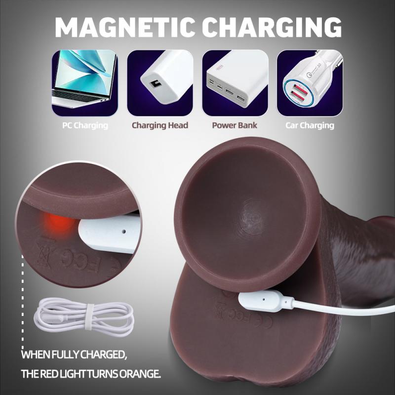 Realistický dildo vibrátor pro ženy Sexuální hračky Hřející Velký penis Dálkové ovládání Penis Teleskopické vibrátory Anální Ženský stimulátor 18