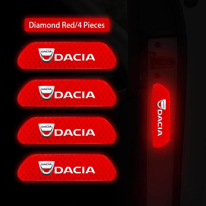 4Pcs Car Logo Sticker Door Reflective Mark Safety Warning For Dacia Duster Logan Spring Sandero Stepway Dokker Lodgy Jogger MCV
