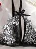 Floral Lace Sexy Lingerie Bow Open Split Cup Intimates Bra And Thongs Sets Crotchless Naughty Porn Sex Outfit Women's Underwear