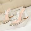 Fashion 2025 Summer Women Block Fetish 8.5cm High Heels Nude Mules Transparent Thick Sandals Female Pumps Clear Low Heels Black Shoes