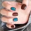 Classic Retro Deep Coffee & Lake Blue High-Grade Light Luxury Whitening Nail Stickers (24 PCS)