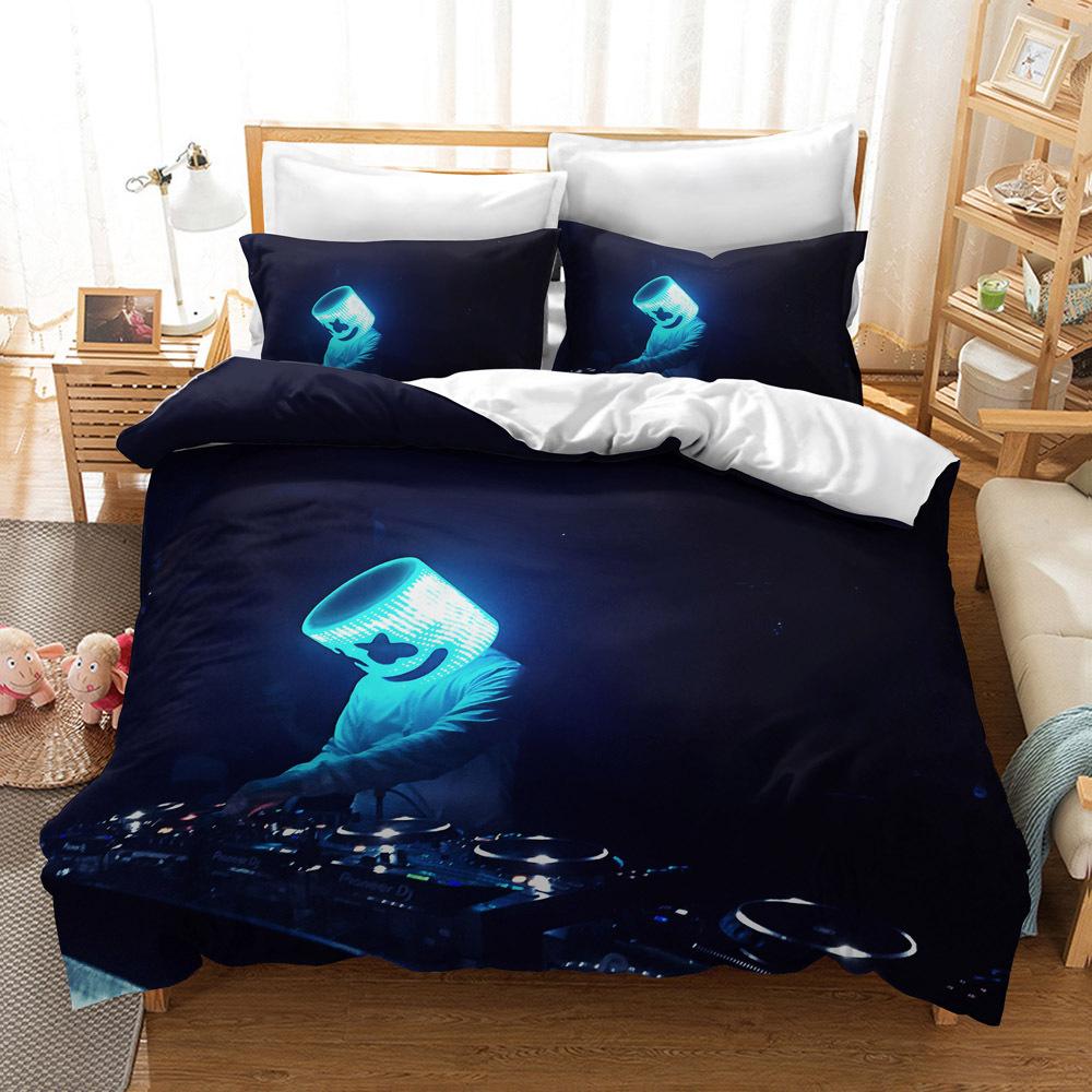 Home Textile Bedding Three-Piece Set 3D Digital Printing Cartoon Marshmallow Quilt Cover Pillowcase
