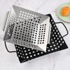 Carbon Steel Outdoor Grill Tray Stainless Steel Square Grill Drain Pan Vegetable Grilling Basket BBQ Plate Square Punching Disc