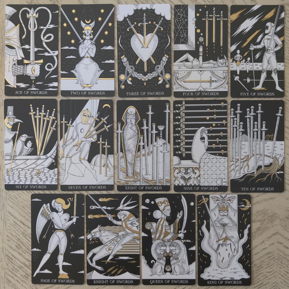 10.3*6cm Symbolic Soul Tarot with Guidebook for Beginners Black Gilded Edges 78 Pcs Cards