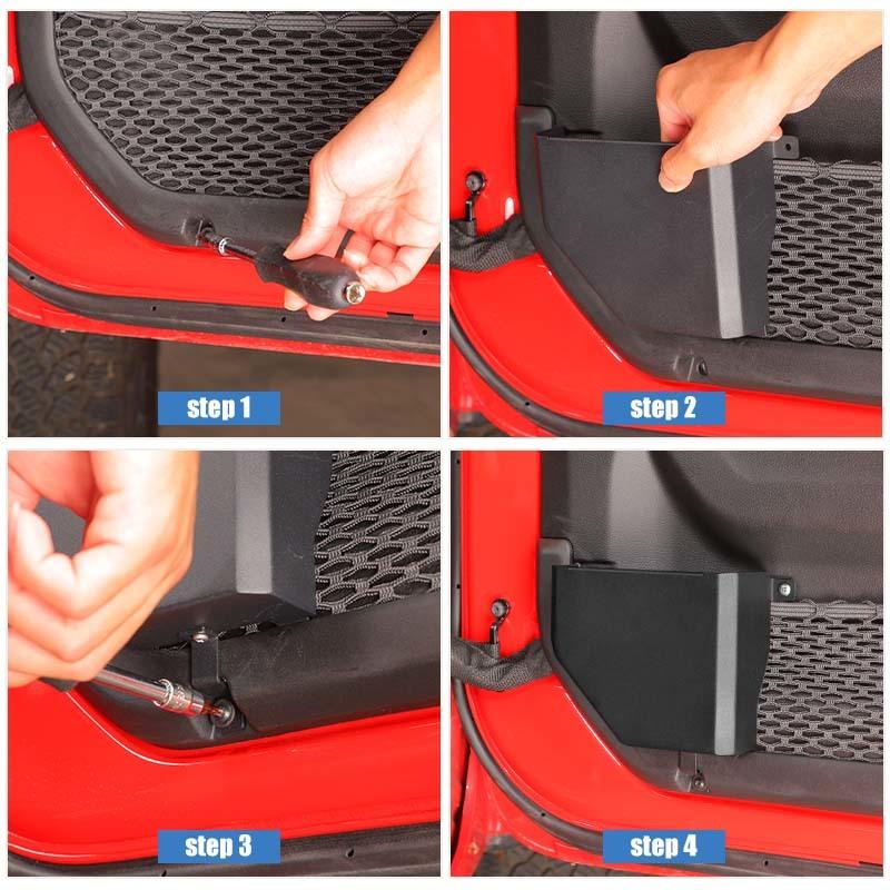 Front Door Pocket Storage Box For Jeep Wrangler JL For JT Gladiator 2018-2023 Organizer Container Stowing Tidying Accessories