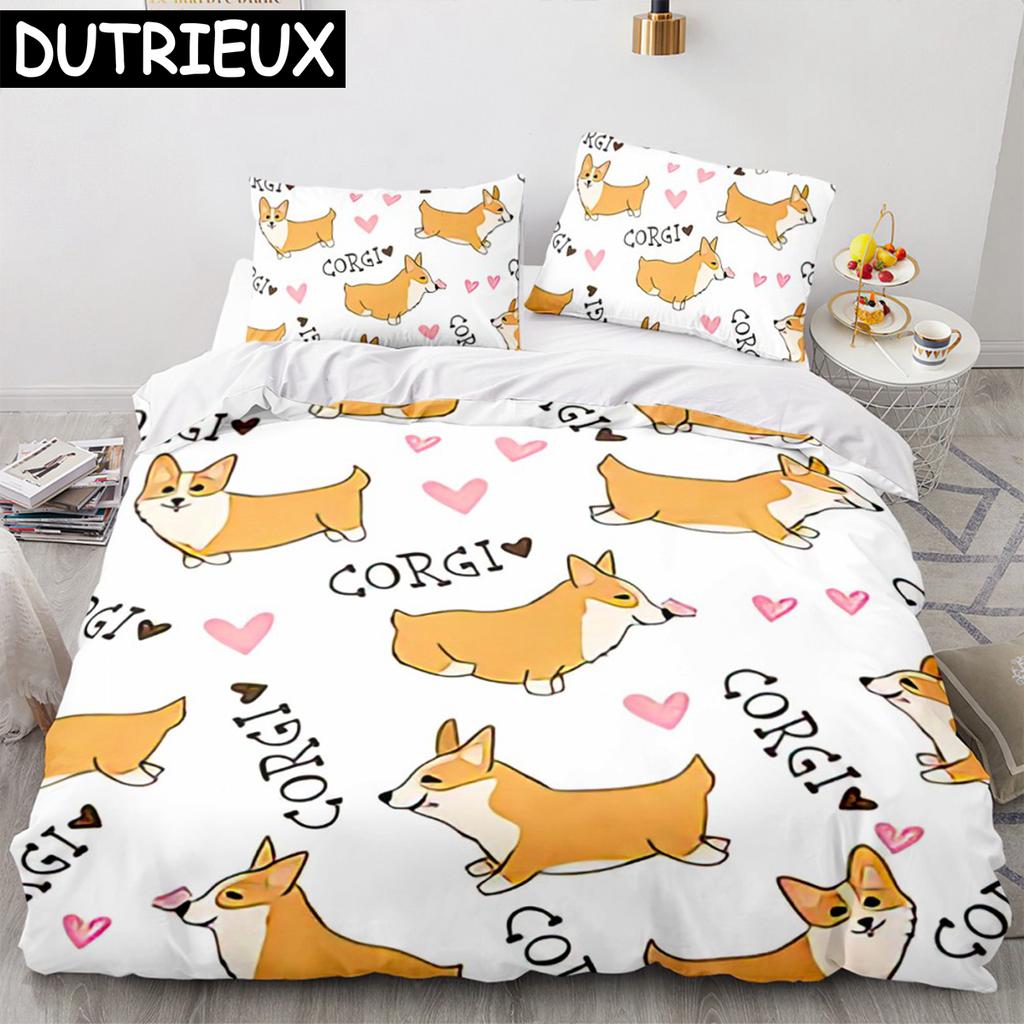 Shiba Inu Dog Bedding Set Animal Dogs Duvet Cover Double King Twin Single Bed Sets For Kids Boys Decor Home Custom Duvet Cover