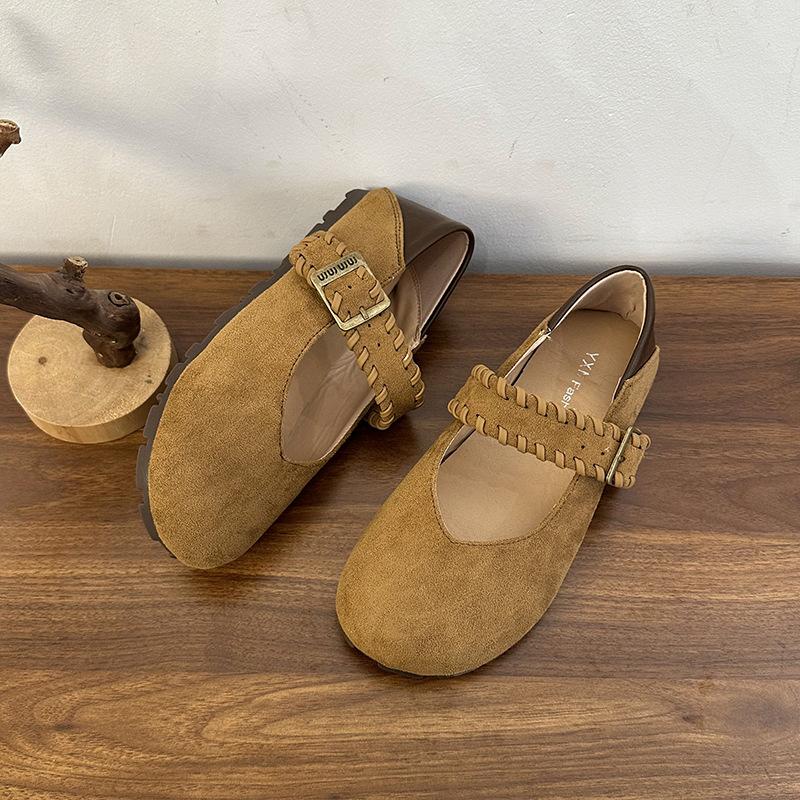 

French flat-soled shallow-mouth single shoes women s 2025 new autumn comfortable retro Mary Jane shoes soft-soled leopard print beanie shoes 40 верблюд