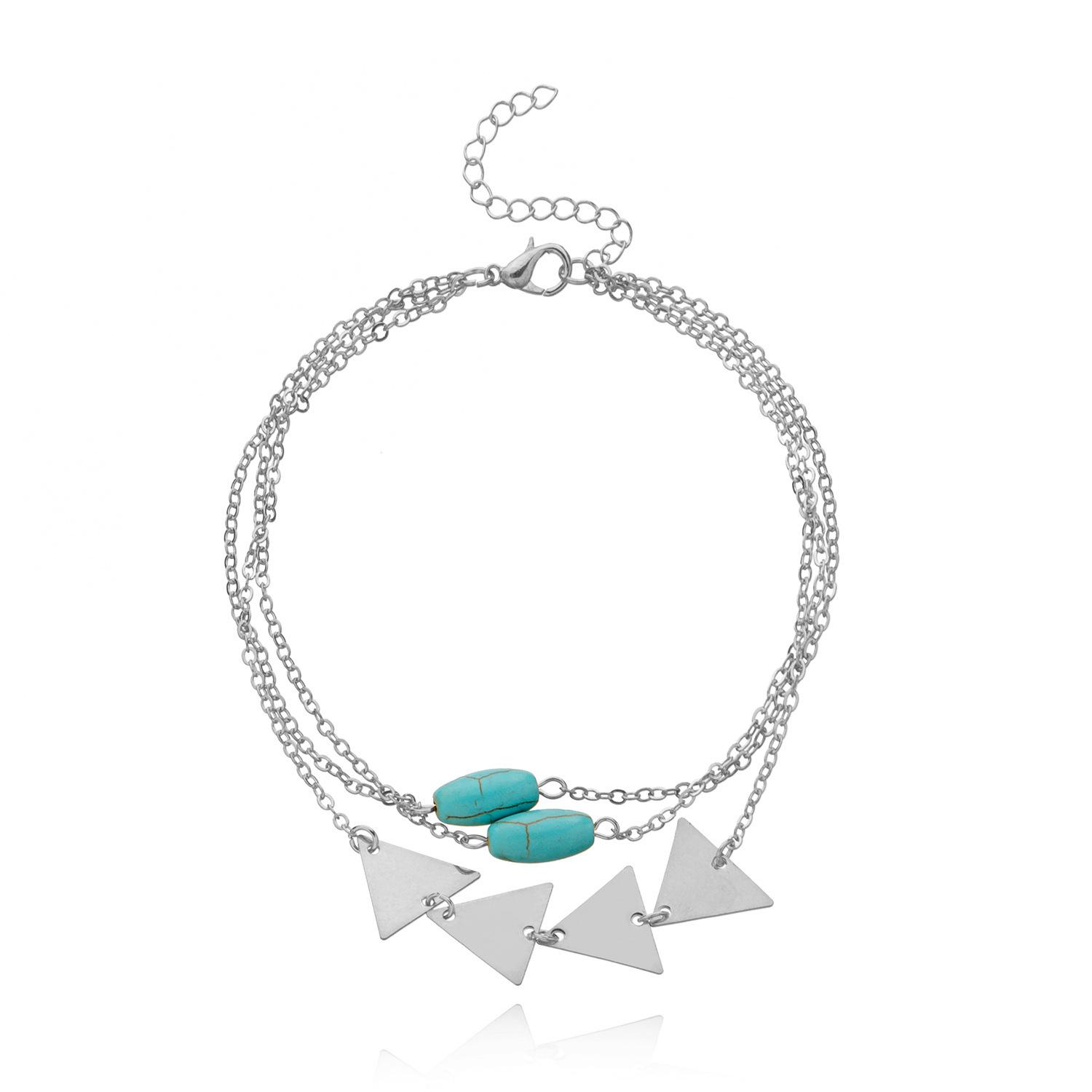 

New eBay Hot Sale, Vintage, Turquoise Triangle Tassel Chain Arm Chain срібний