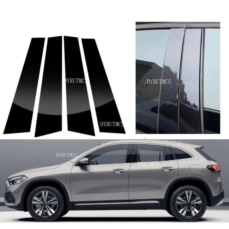 4PCS Glossy Black Pillar Post Fit For Mercedes Benz GLA Class H247 -2024 Door Window Column BC Trim Sticker Cover Silver