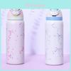 Ribbon Bow Pattern Print Insulated Water Bottle With Dual Drink Lids For Outdoor Sports