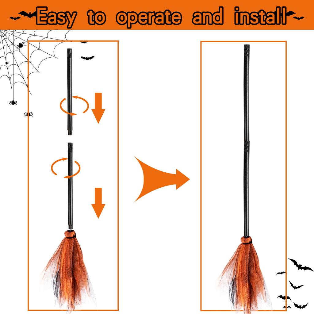 Enchanting Witches Broomsticks Parking Sign with 3 Wood Brooms Halloween Front Porch and Wall Decoration Party Supplies