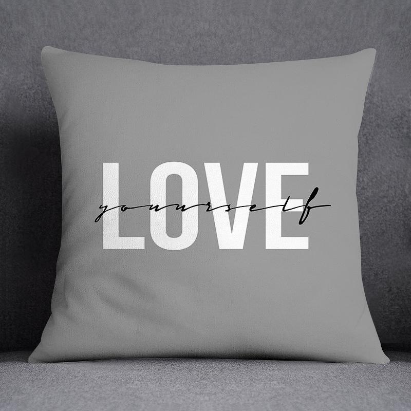 Gray White Cushion Cover Geometric Sofa Pillowcase Home Bedroom Decor