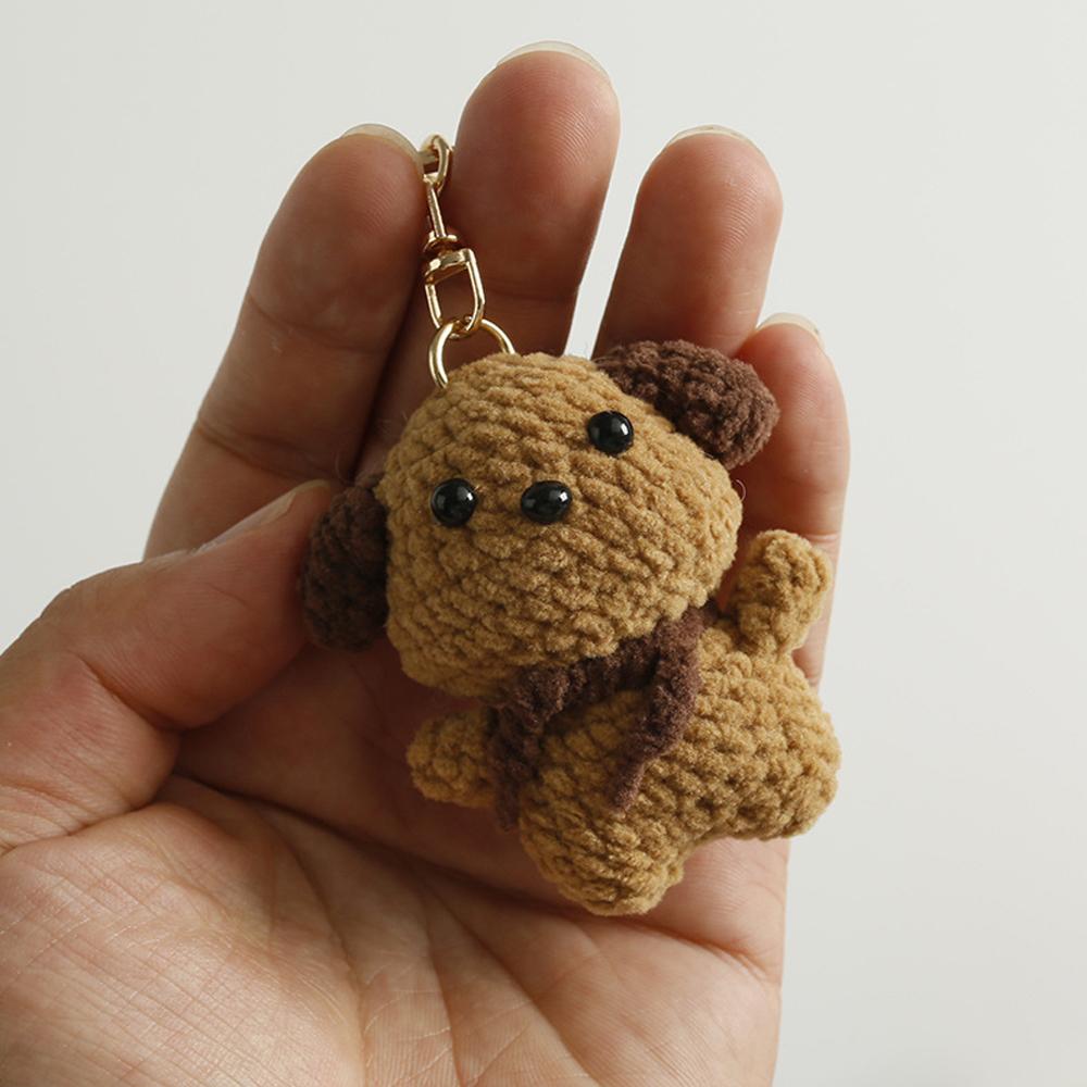 Cute Knitted Dog Pendant Mini Handwoven Dog Key Ring Knitted Animal Key Chain Friends Gift