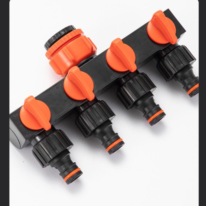 1PC Outdoor Garden Four-way Water Separator with Switch Four-way Valve Door One-in Four-out Water Separator Diverter
