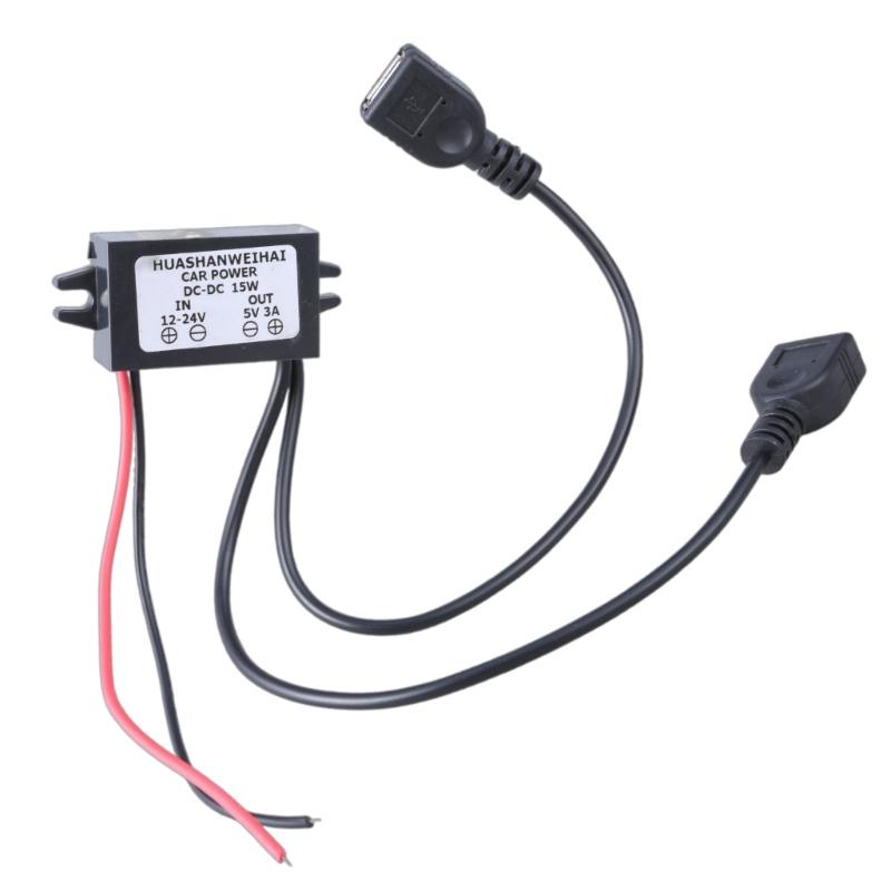 

DC12-24V to 5V3A Step-down Power Adapter Double USB Efficient Module Convert Voltages from 12V-24V to 5V3A 1