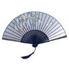 Foldable Bamboos Fan With Flowing Tassels Imitation Silk Handheld Fan For Cooling And Decorative Purposes Holiday Gift