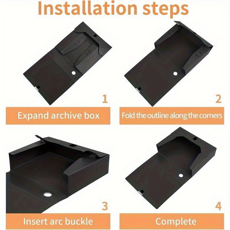 A4 Storage File Boxes Plastic Archives Cases with Lid, File Folder Organizer Document Filing Box for Office,31×7.5×23.5 Cm, Blac