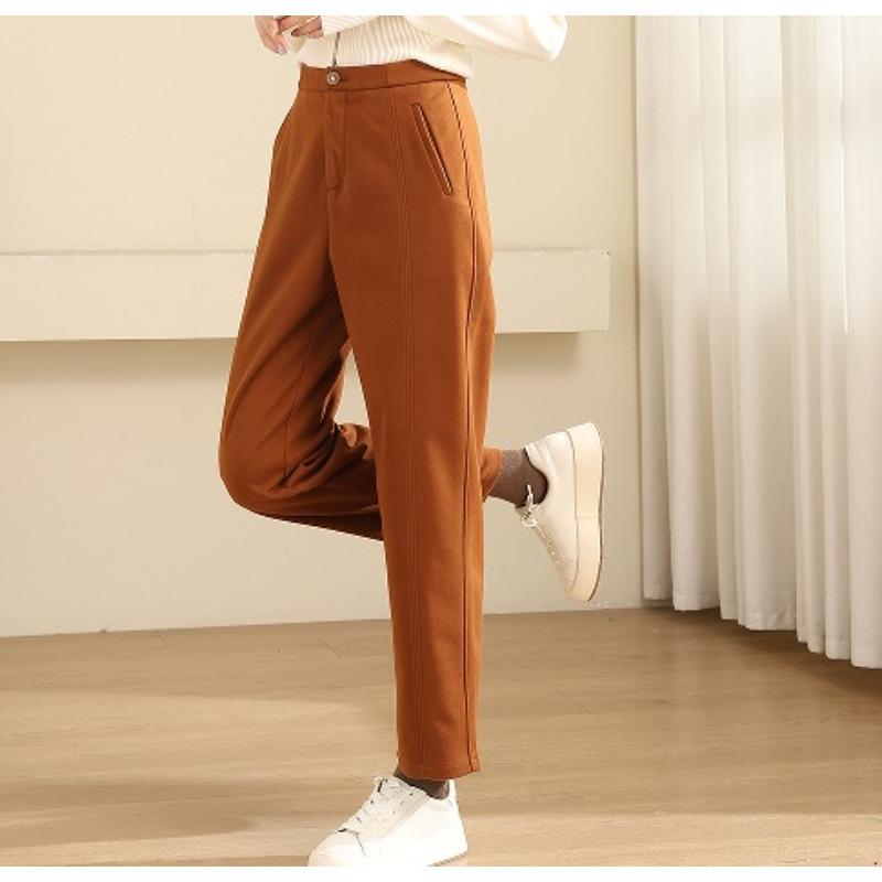 Woolen Pants for Women In Autumn and Winter New High-waisted Slimming Nine-point Casual Wool Straight Trousers for Women