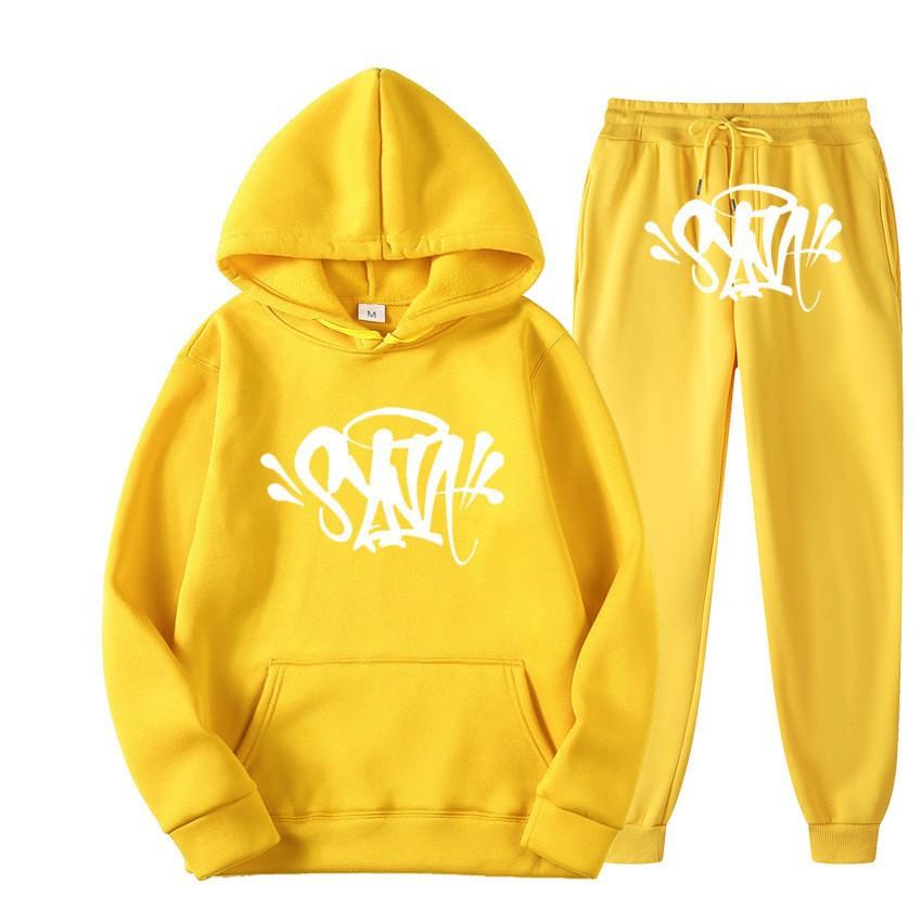 SynaWord High Street Fashion Trendy Brand Suit Men's Ins Trend Hip Hop Hoodie Syna Print Sweater Suit