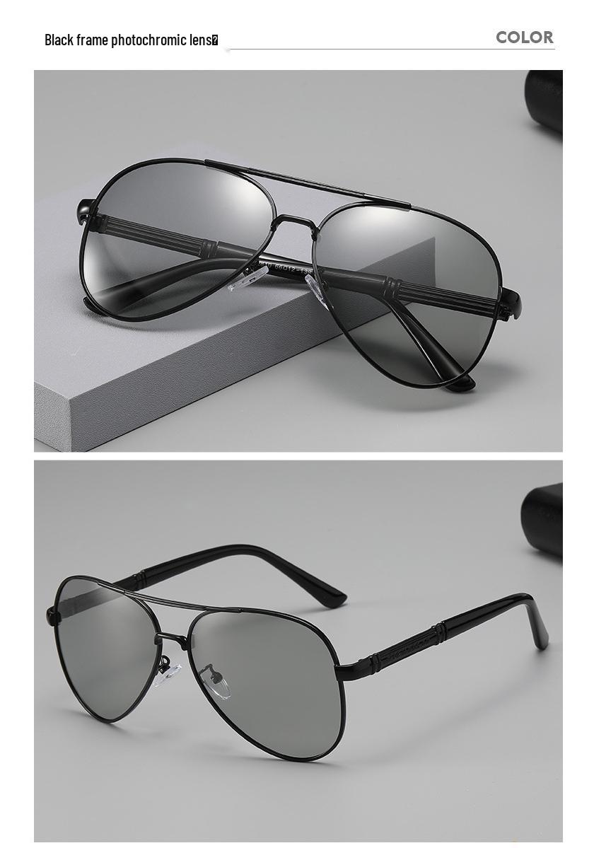 High-End Men s Polarized Photochromic Sunglasses: Classic Fashionable Large Frame for Driving & Fishing, Ultra-light Black Model Polarized