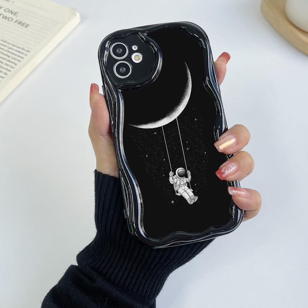 Ae97 Space Moon Astronaut Black Art Protective Phone Cases for Xiaomi PocoX5 F6 Redmi Note 13 12 11 Pro 13C 12C A3 Huawei Honor 90 Wave TPU Back Cover